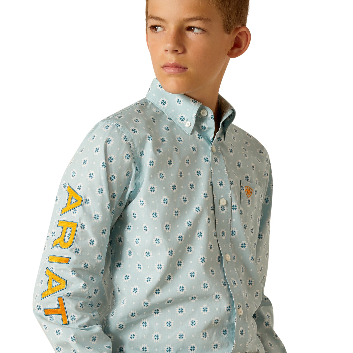 Ariat Boys Team Colton Classic Fit Aqua Shirt 10051406