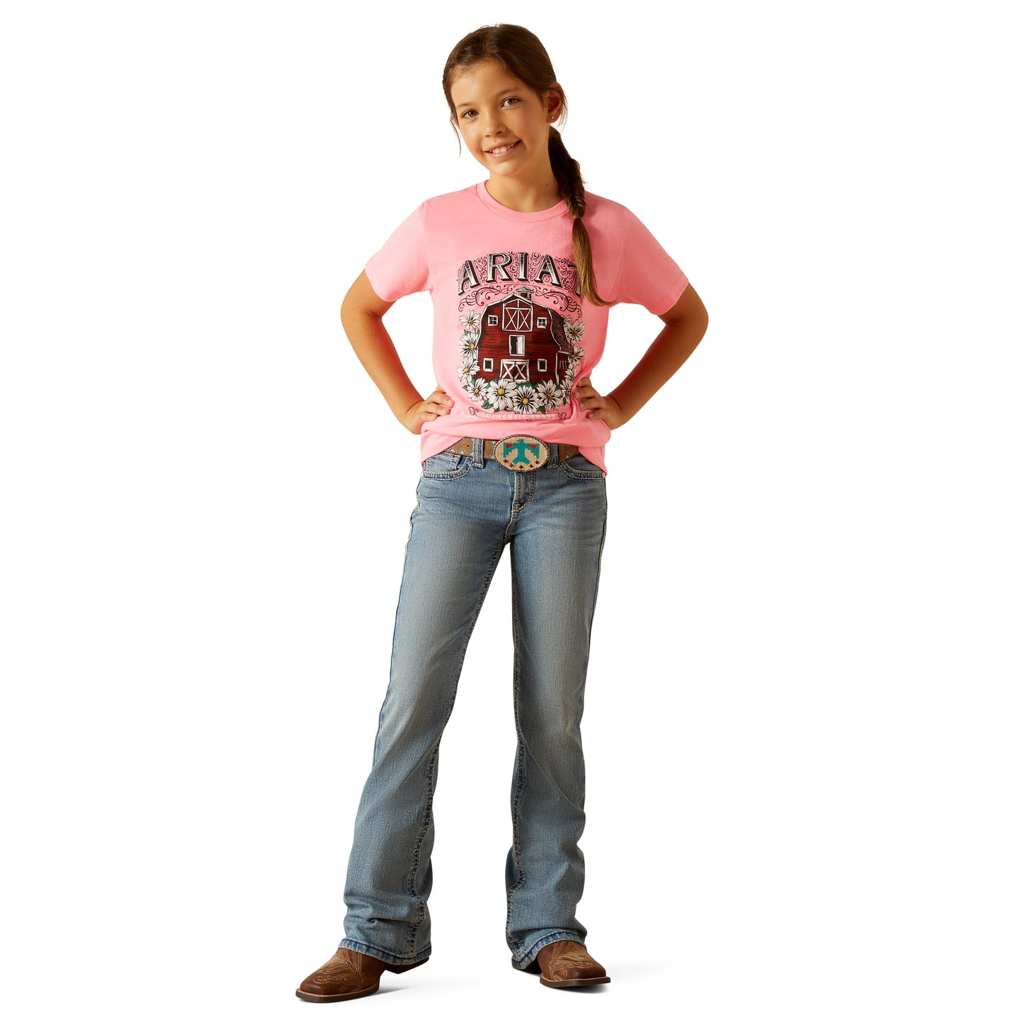 Ariat Girl's Floral Farm Pink Ice Short Sleeve T-Shirt 10051774