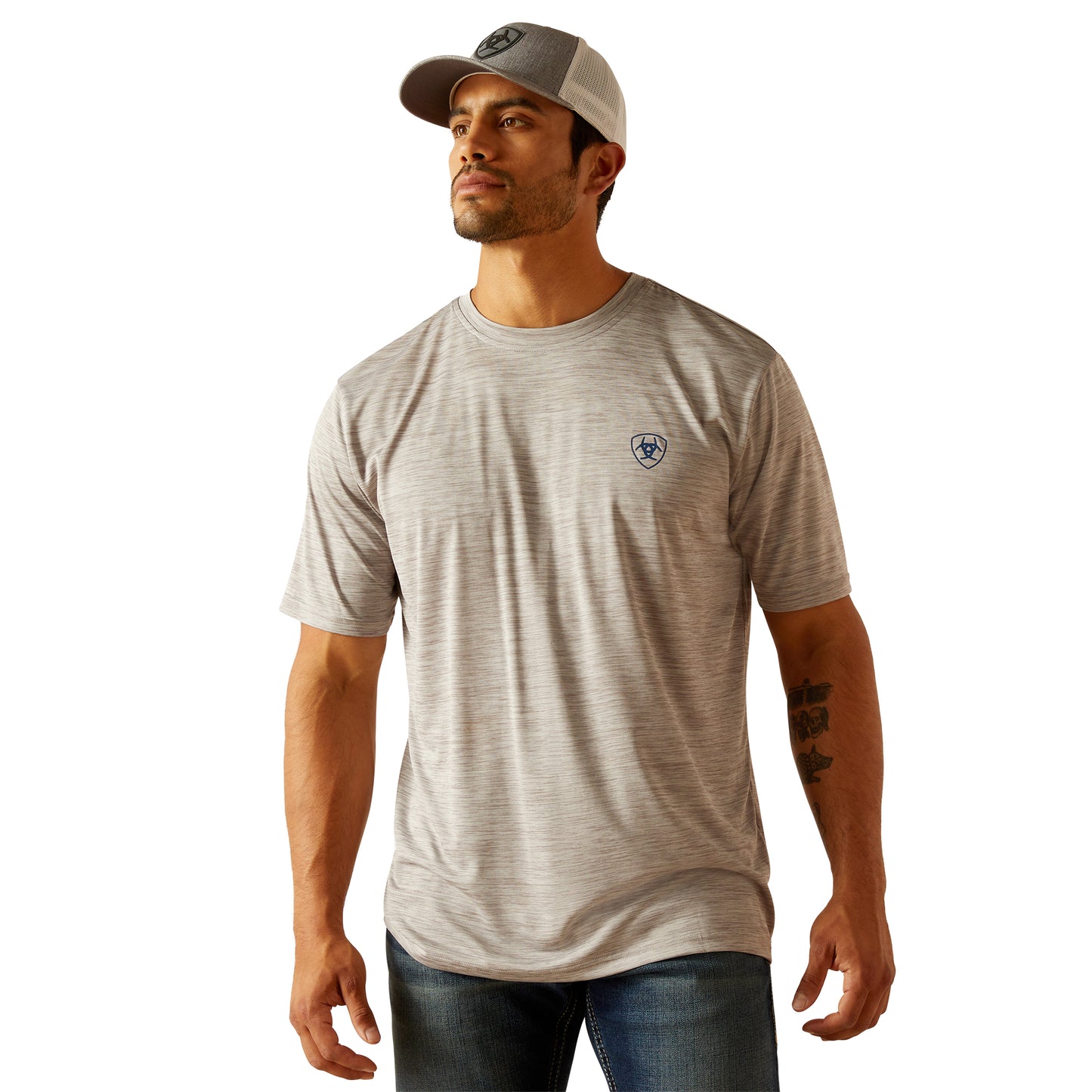 Ariat Men's Charger Spirited Flag Light Grey Heather T-Shirt 10048579