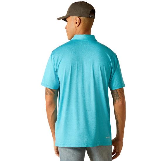 Ariat Men's Charger 2.0 Turquoise Reef Fitted Polo Shirt 10049012