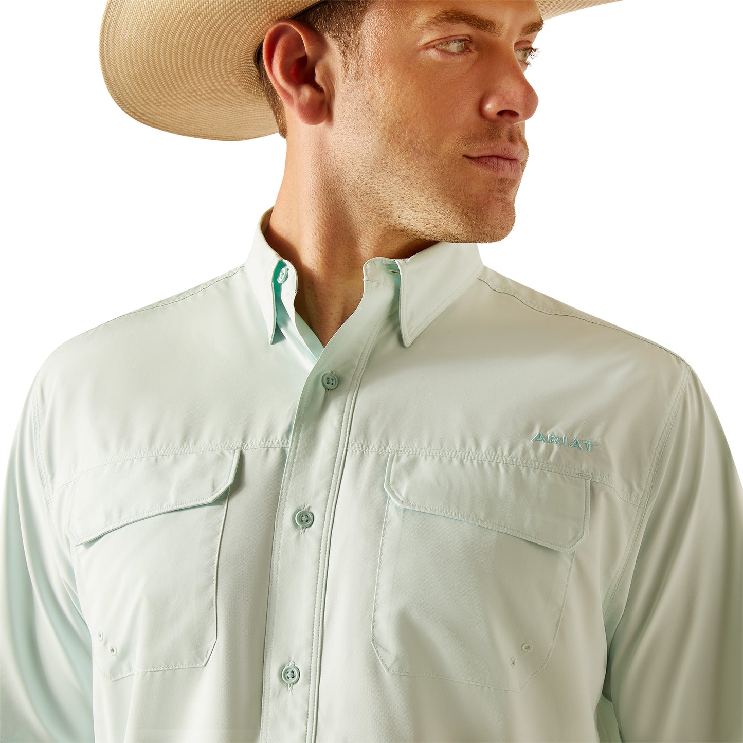 Ariat Men's VentTEK Outbound Classic Fit Bleached Aqua Shirt 10051319