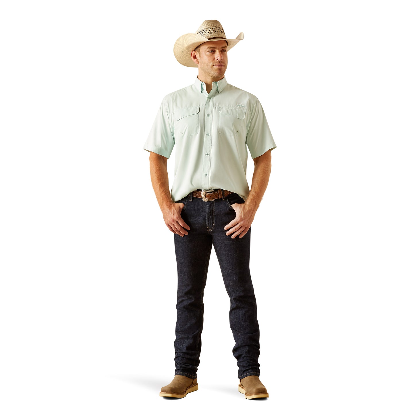 Ariat Men's VentTEK Outbound Classic Fit Bleached Aqua Shirt 10051319