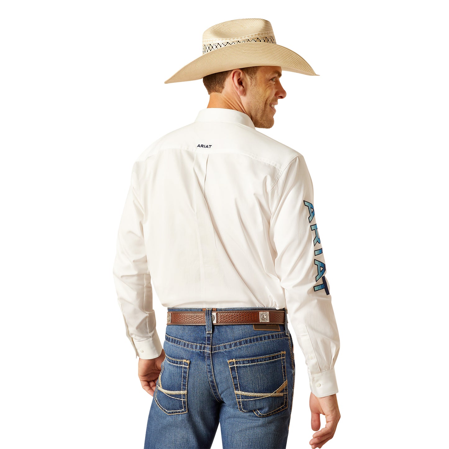 Ariat Men's Team Logo Twill Classic Fit White Button Down Shirt 10051337