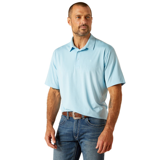 Ariat Men's 360 Airflow Sheltering Sky Blue Polo Shirt 10051363