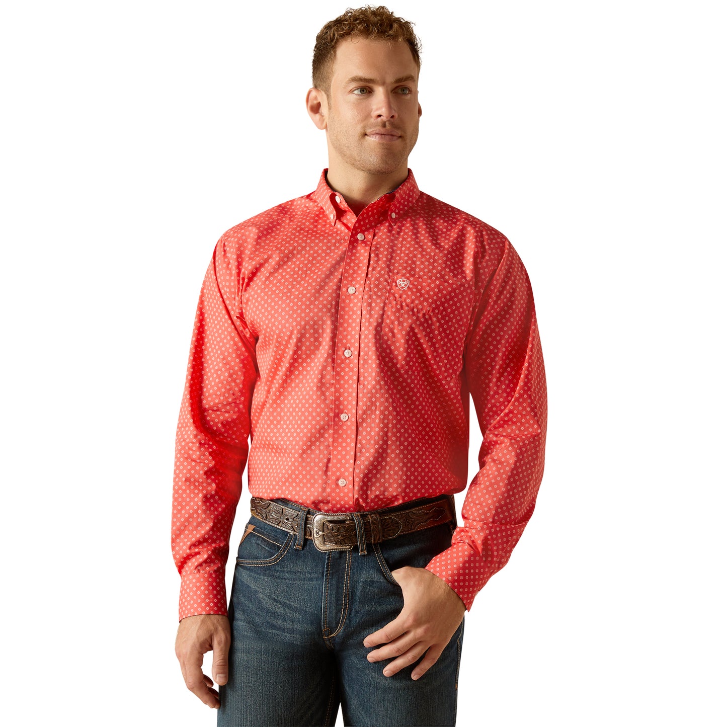 Ariat Men's Wrinkle Free Cayenne Orange Classic Button Down Shirt 10051481