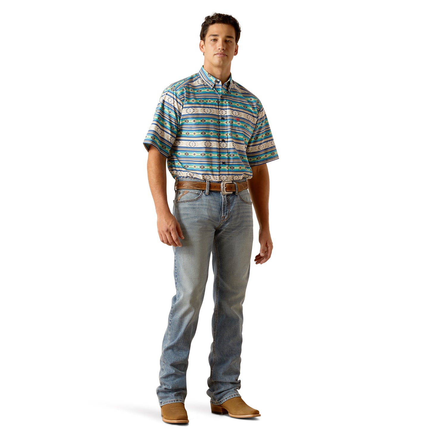 Ariat Men's Denzel Limoges Blue Aztec Button Down Shirt 10051492