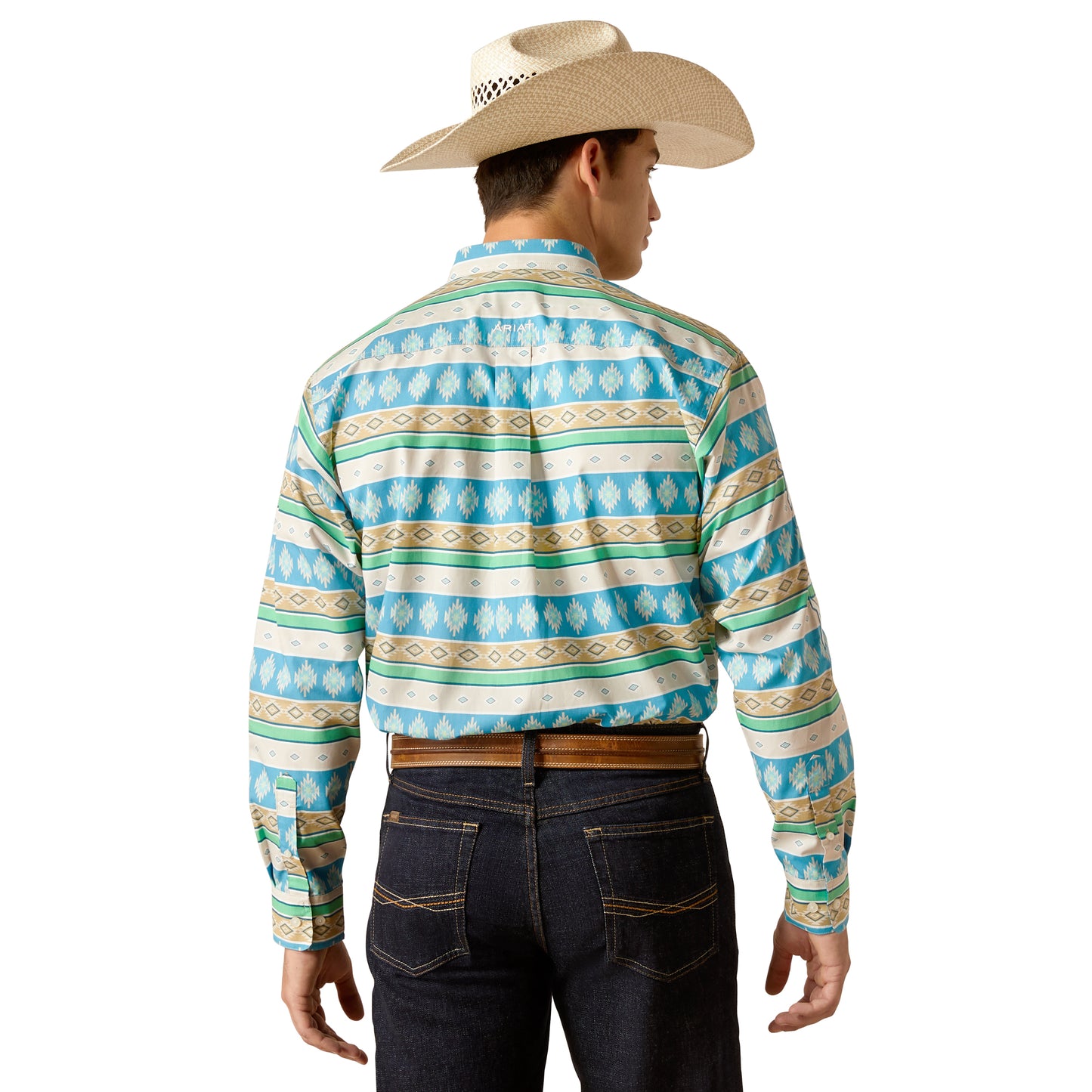 Ariat Men's Team Christian Moroccan Blue Button Down Shirt 10051523