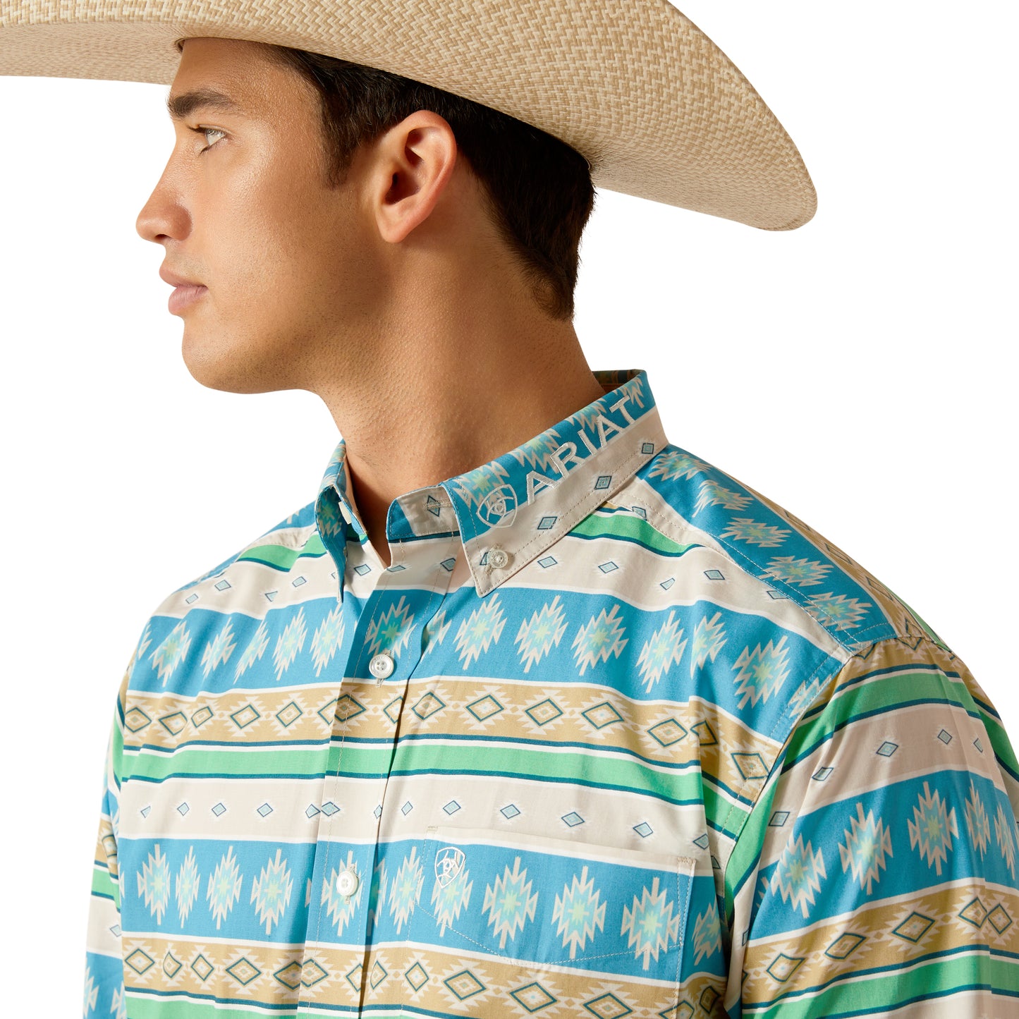 Ariat Men's Team Christian Moroccan Blue Button Down Shirt 10051523