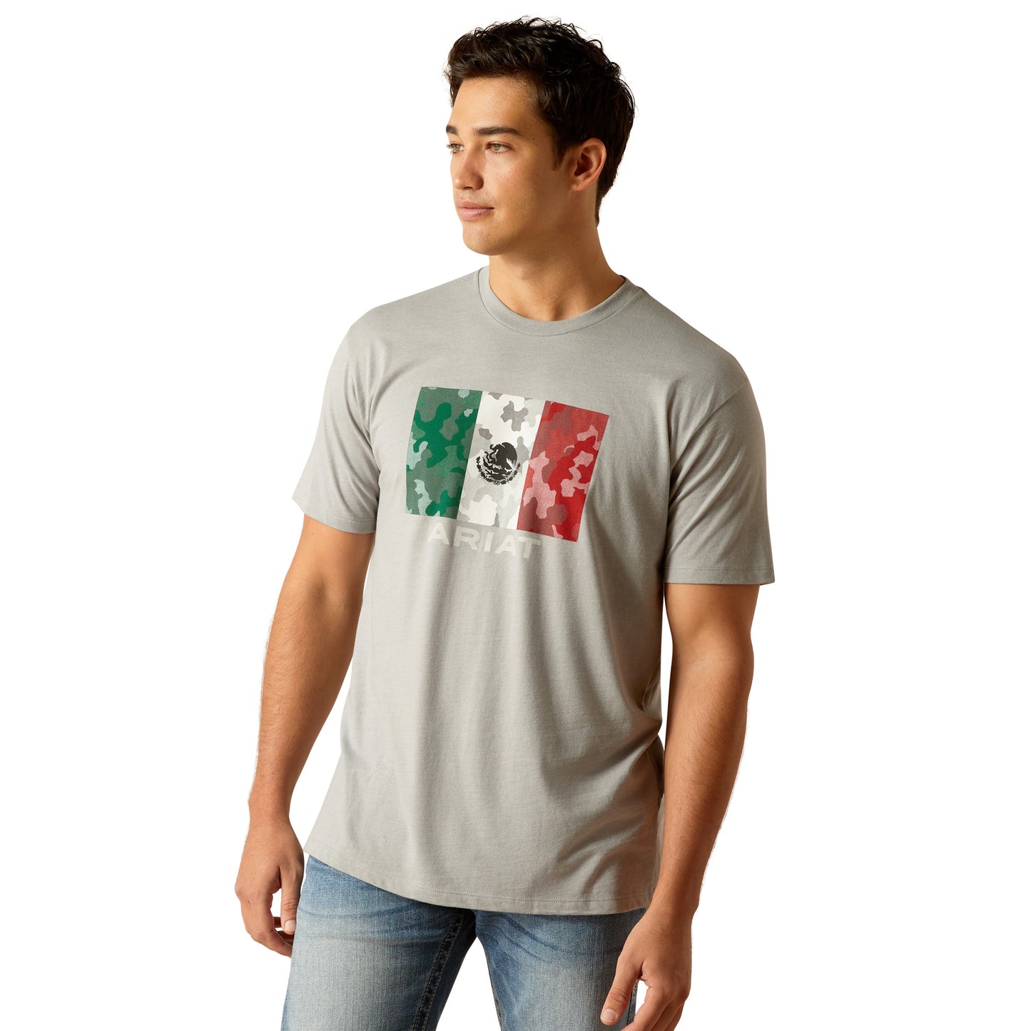 Ariat Men's Mexico Flag Graphic Stone Grey T-Shirt 10051751