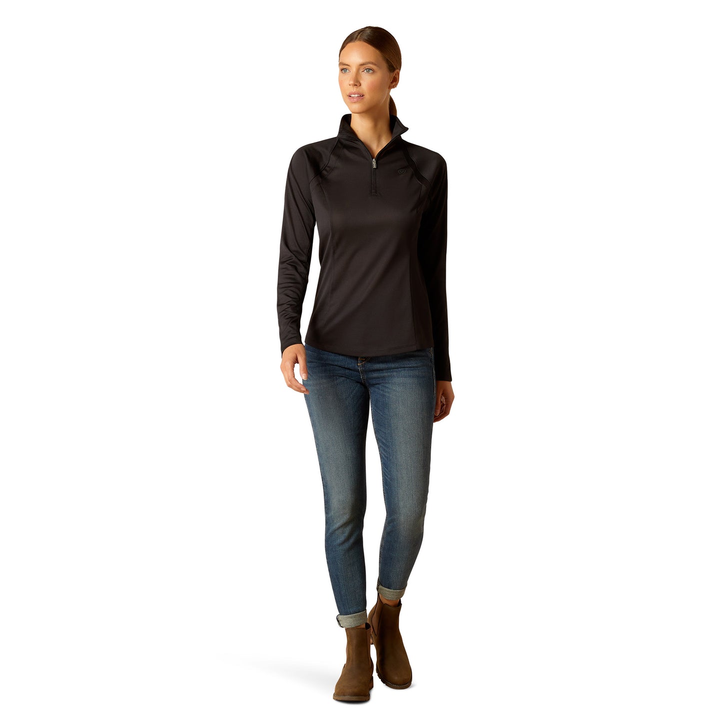 Ariat Ladies Sunstopper 3.0 Black Baselayer Shirt 10049041