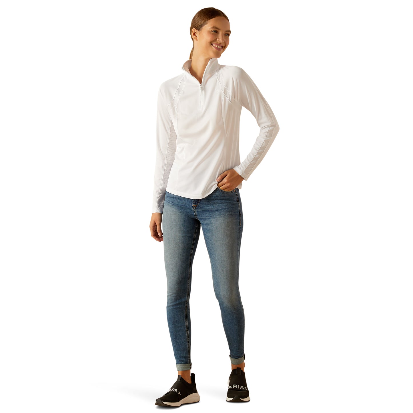 Ariat Ladies Sunstopper 3.0 White Baselayer Shirt 10049056
