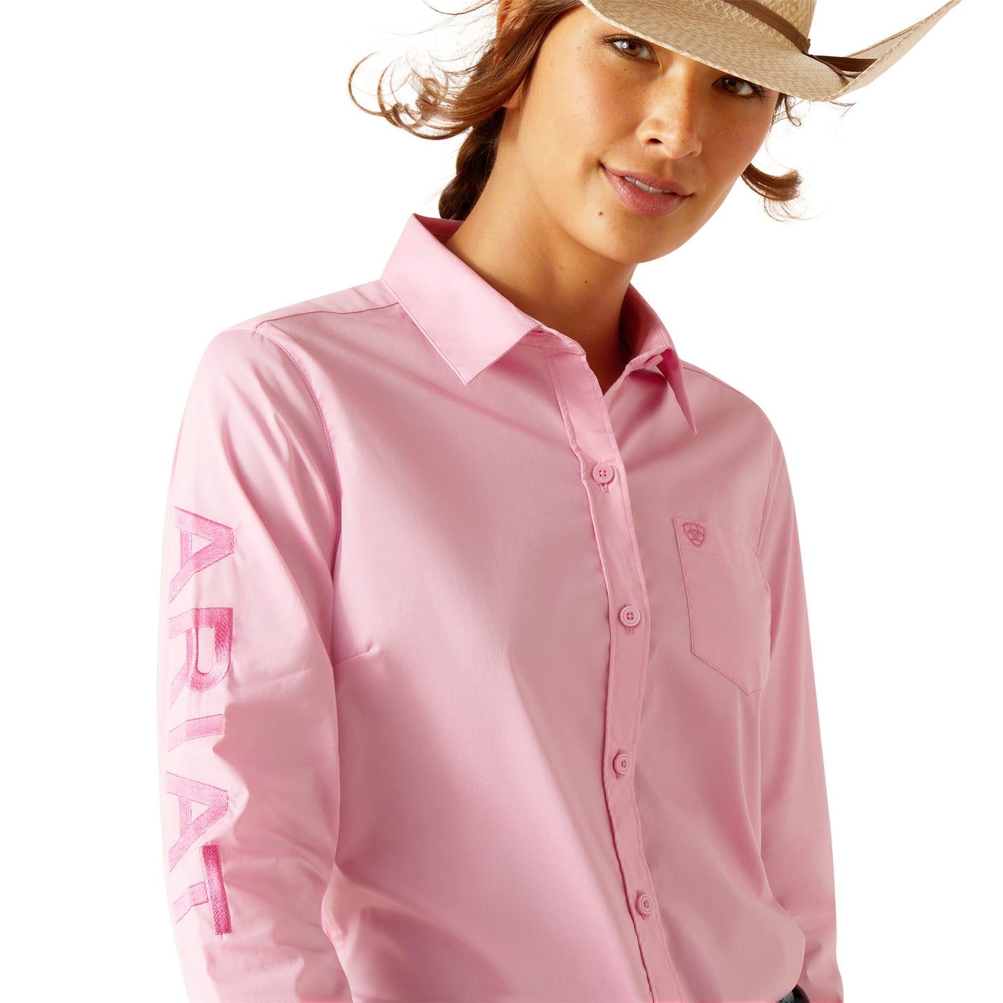Ariat Ladies Team Kirby Prism Pink Stretch Shirt 10048754