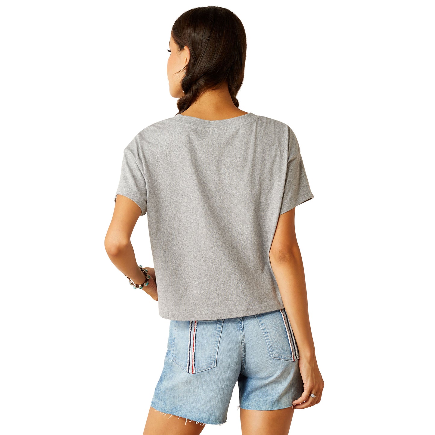 Ariat Ladies Homespun Flag Heather Grey Graphic T-Shirt 10051298