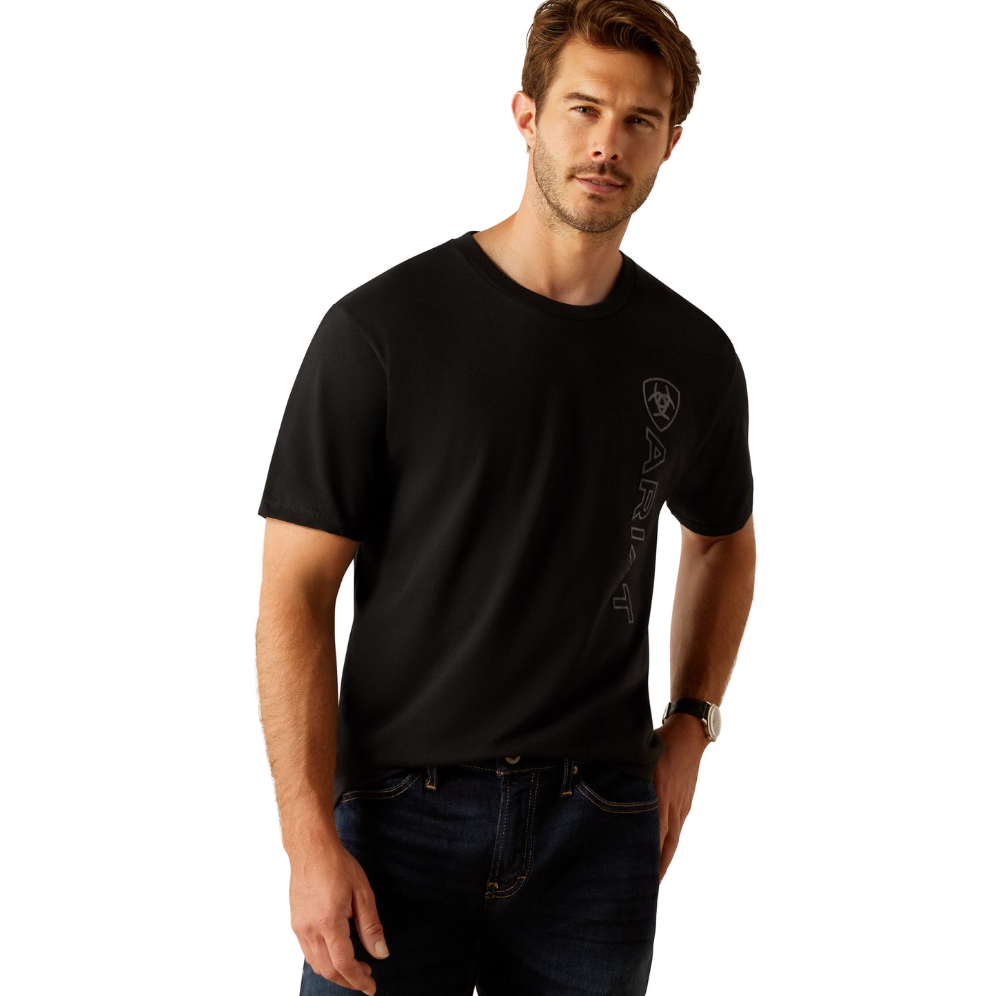 Ariat Men's Vertical Logo Ebony Black T-Shirt 10055149