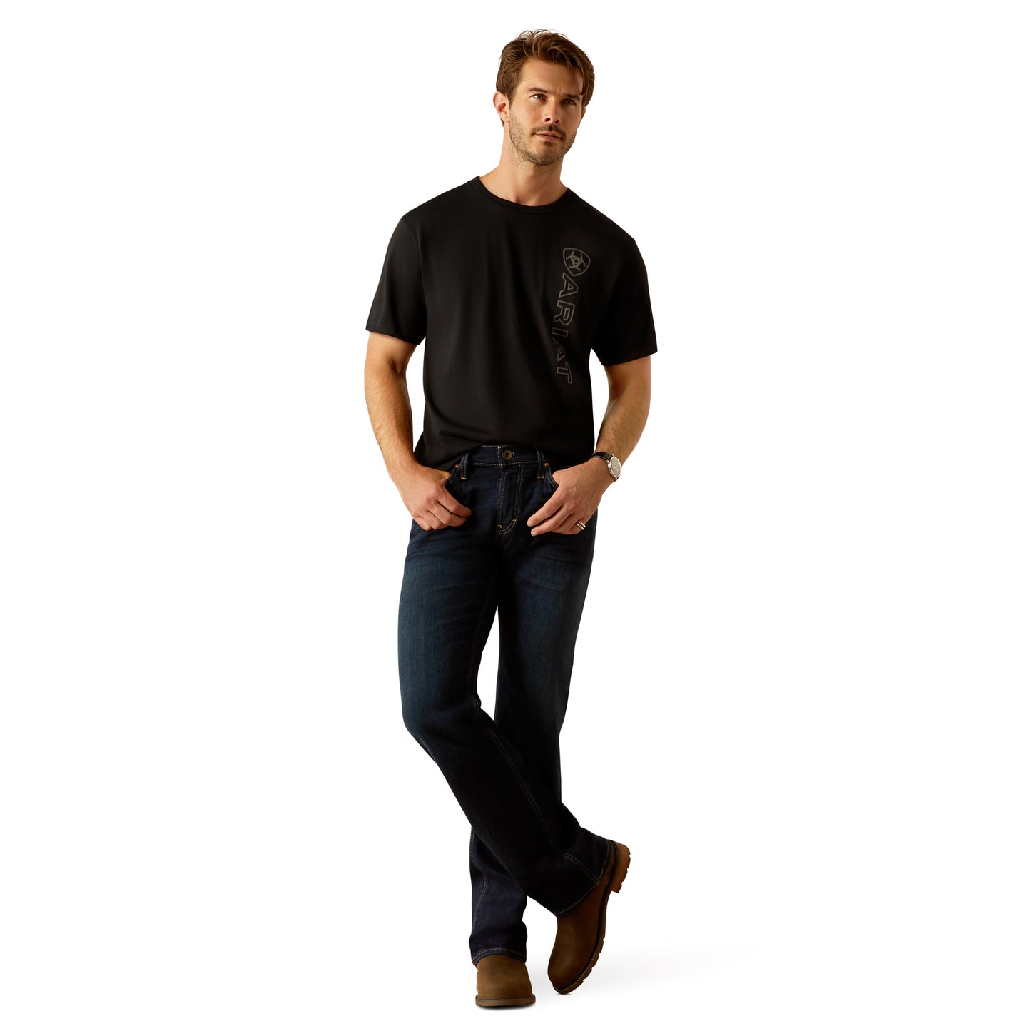 Ariat Men's Vertical Logo Ebony Black T-Shirt 10055149