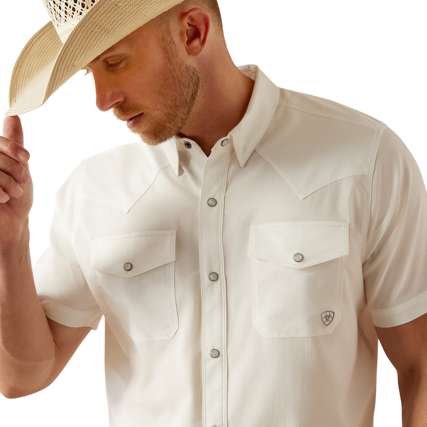 Ariat Men's VentTEK Western Fitted White Shirt 10054478