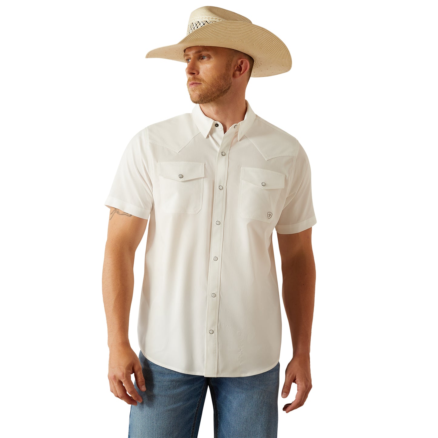 Ariat Men's VentTEK Western Fitted White Shirt 10054478
