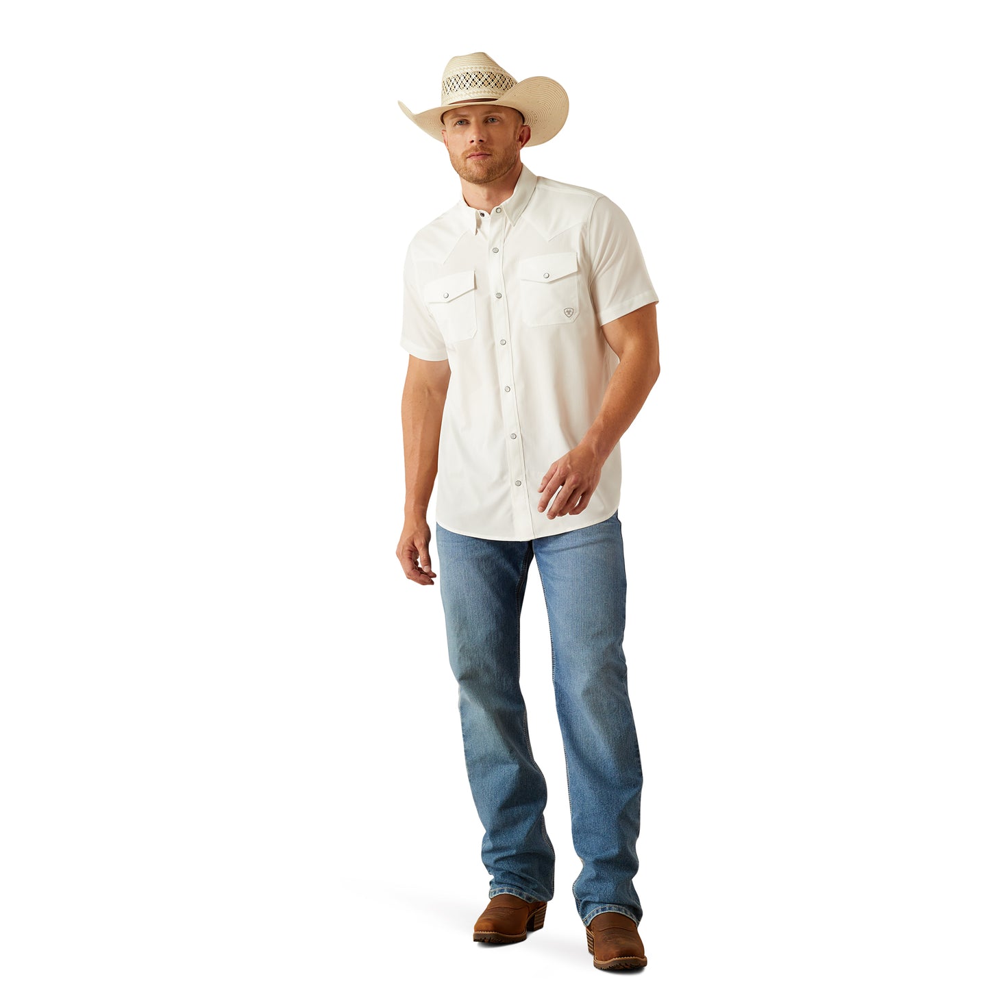 Ariat Men's VentTEK Western Fitted White Shirt 10054478