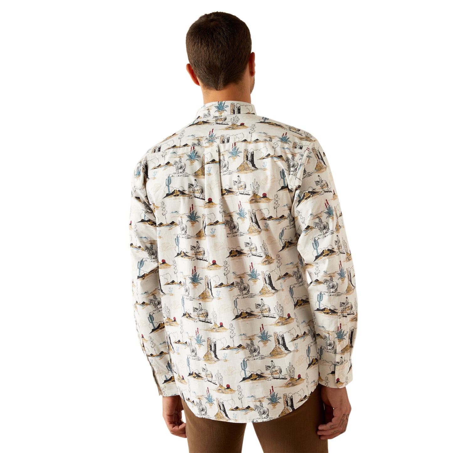 Ariat Men's Gunder Classic Fit Off White Snap Down Western Shirt 10054644