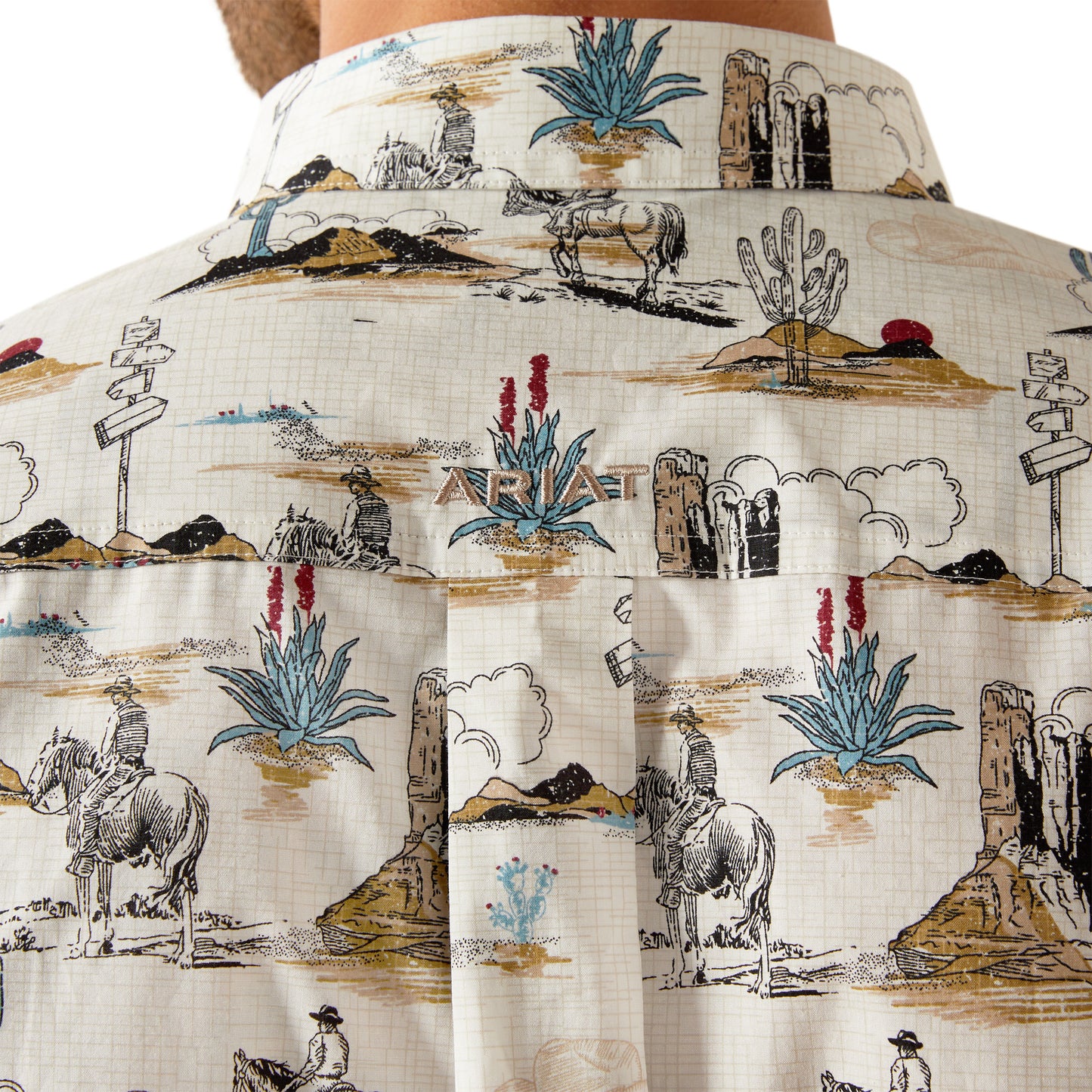 Ariat Men's Gunder Classic Fit Off White Snap Down Western Shirt 10054644