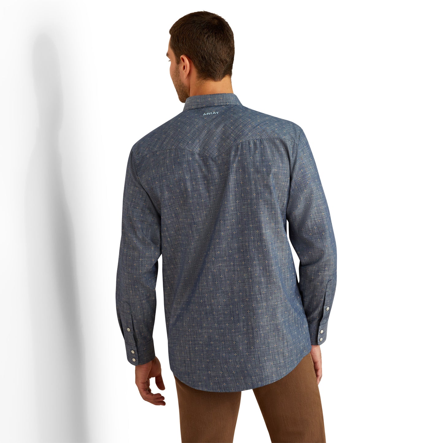 Ariat Men's Fenix Chambray Blue Classic Fit Snap Shirt 10054658