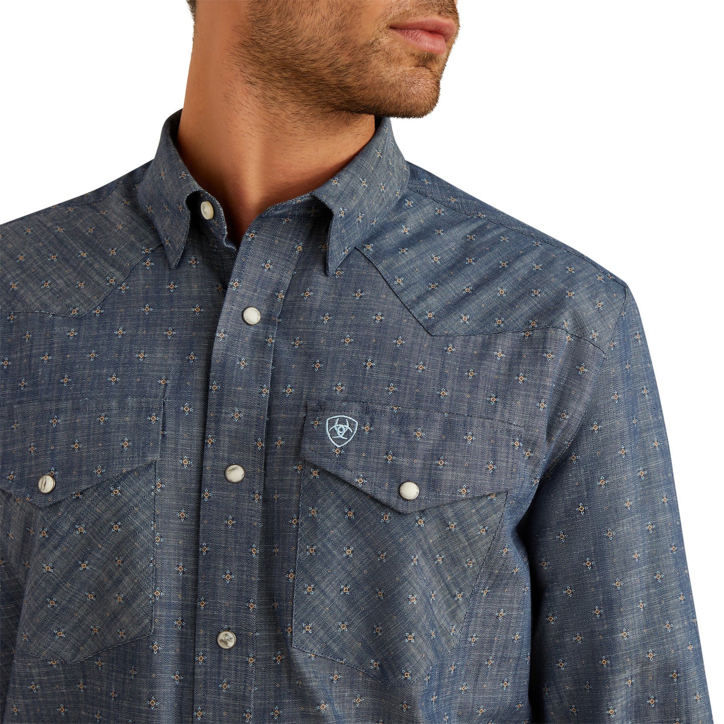 Ariat Men's Fenix Chambray Blue Classic Fit Snap Shirt 10054658