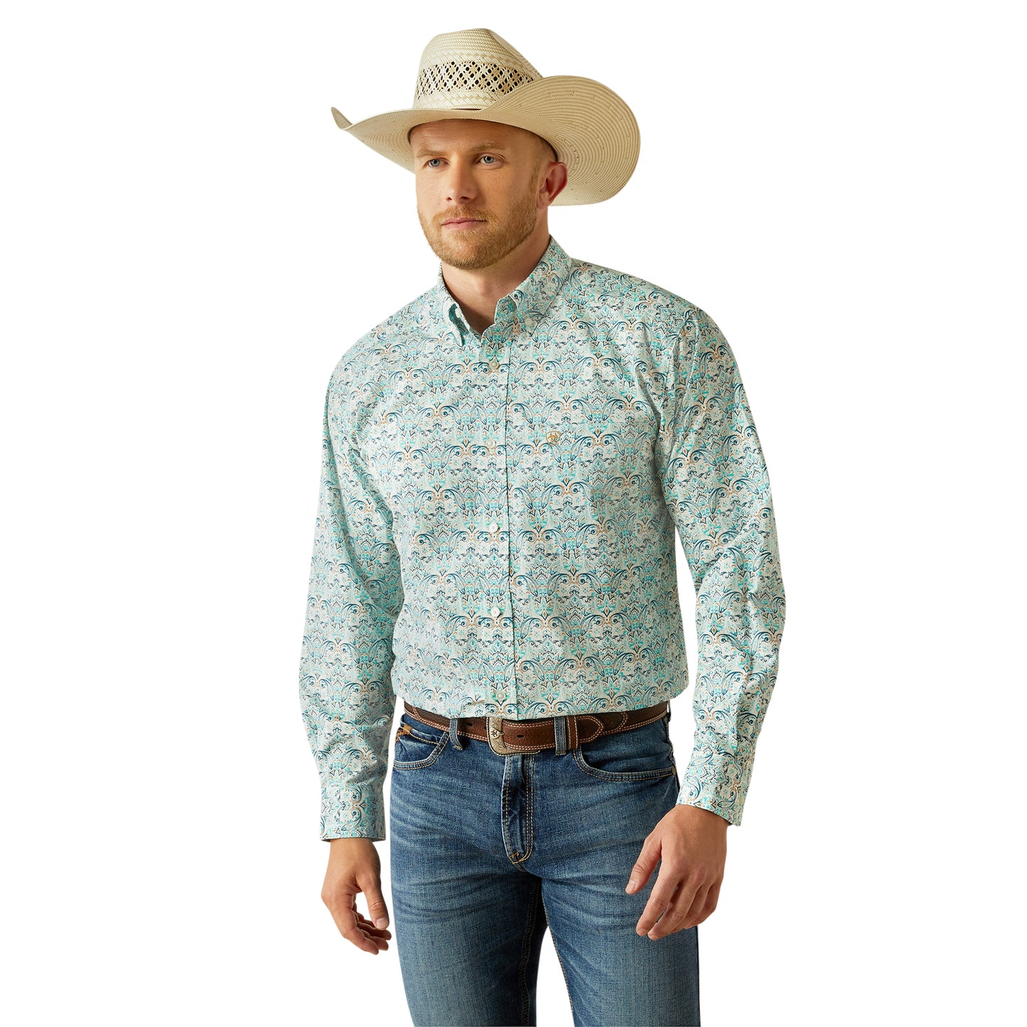Ariat Men's Jerome Teal Button Down Western Shirt 10054696
