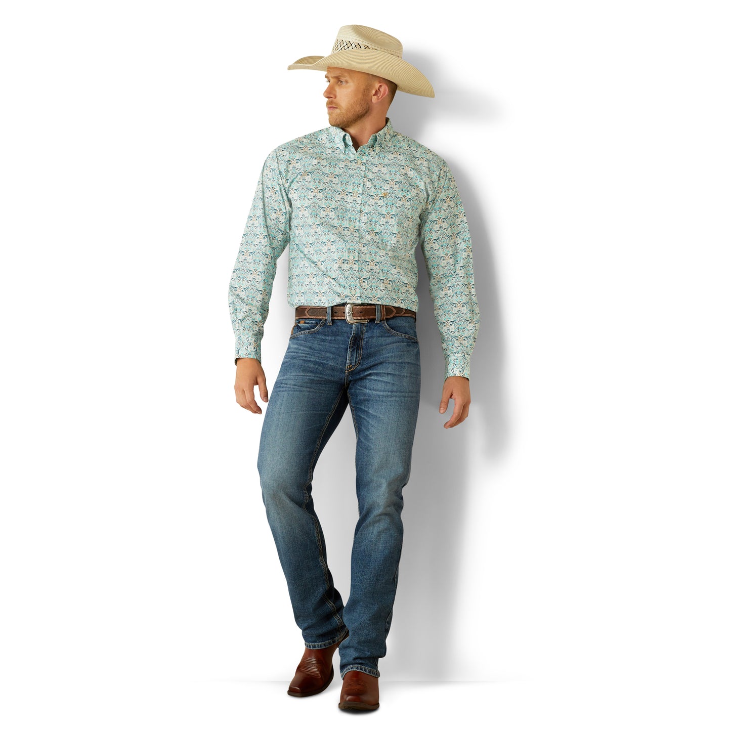 Ariat Men's Jerome Teal Button Down Western Shirt 10054696