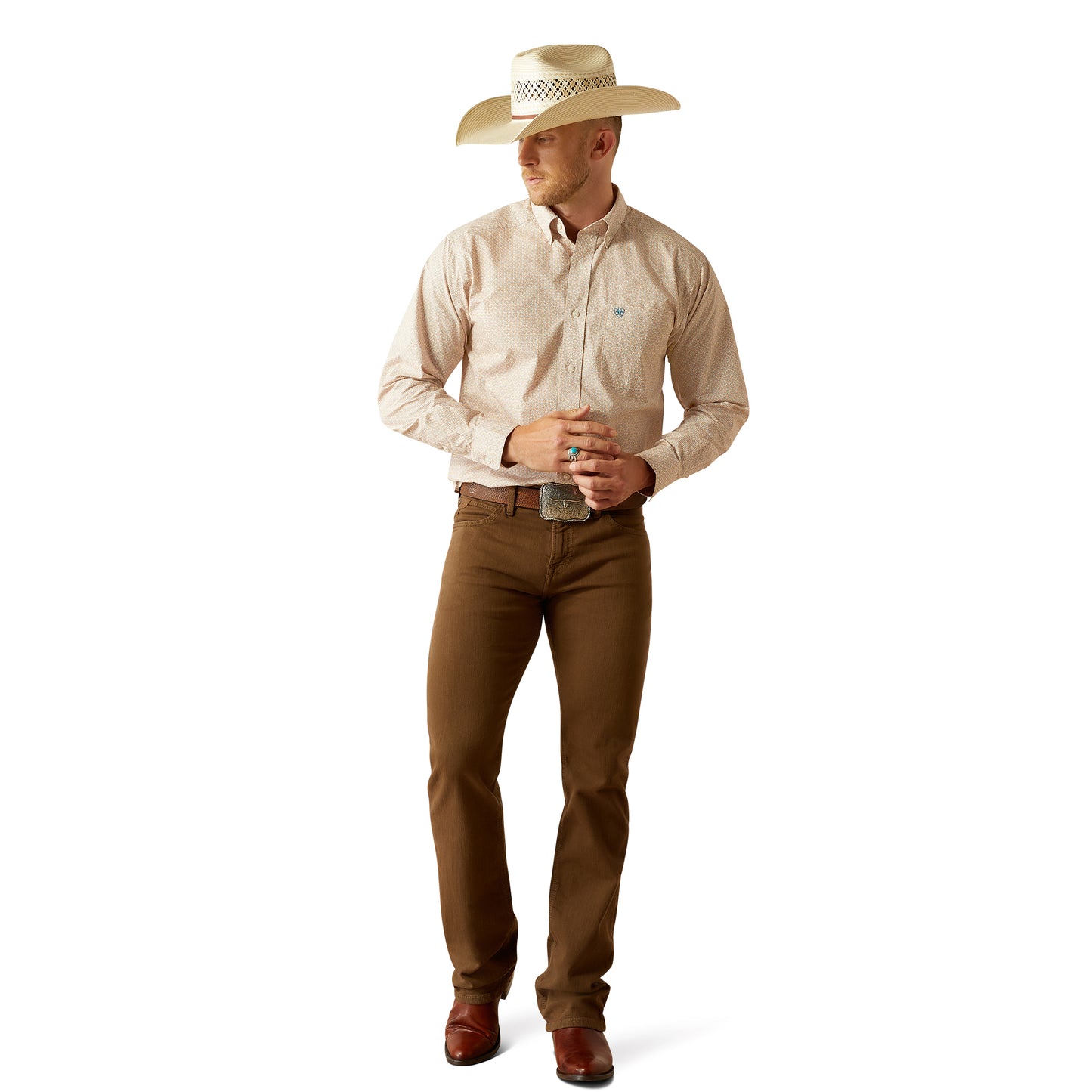 Ariat Men's Johnny Light Brown Button Down Western Shirt 10054699