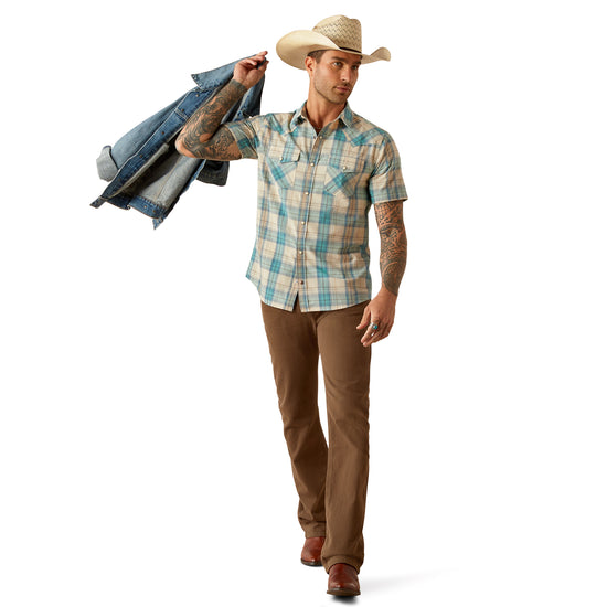 Ariat Men's Howland Turquoise & Cream Retro Fit Shirt 10054703