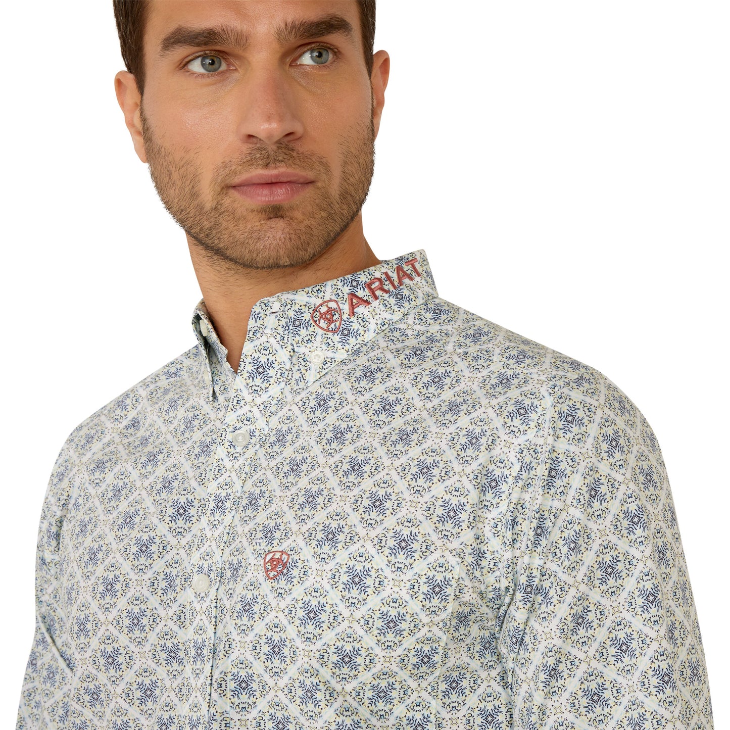 Ariat Men's Team Prestley Blue Orange Button Down Western Shirt 10054729