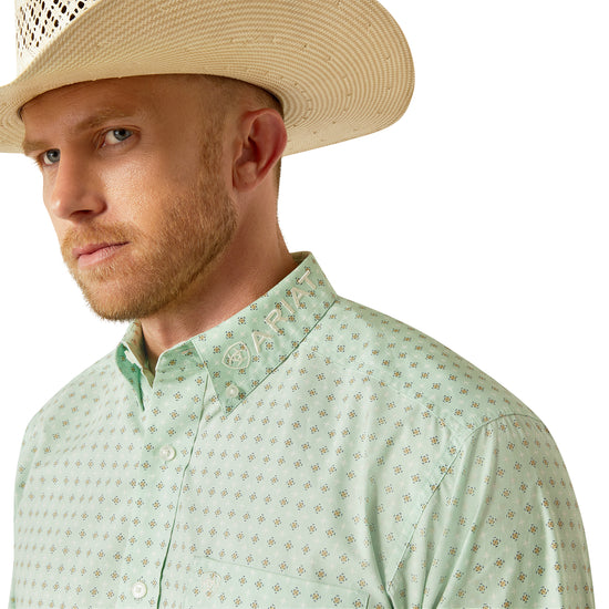 Ariat Men's Team Pierson Light Green & White Button Down Western Shirt 10054733