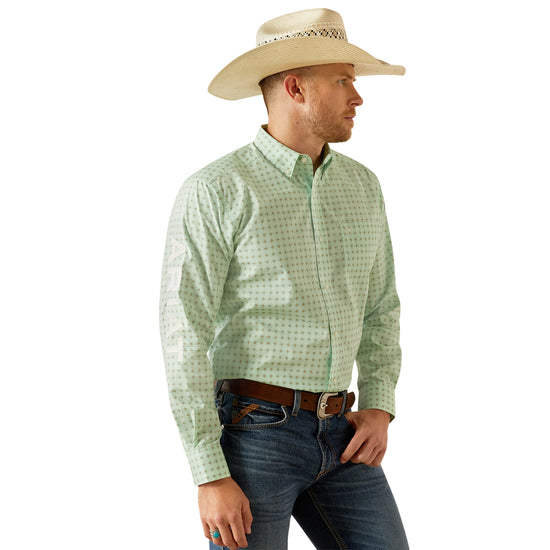 Ariat Men's Team Pierson Light Green & White Button Down Western Shirt 10054733