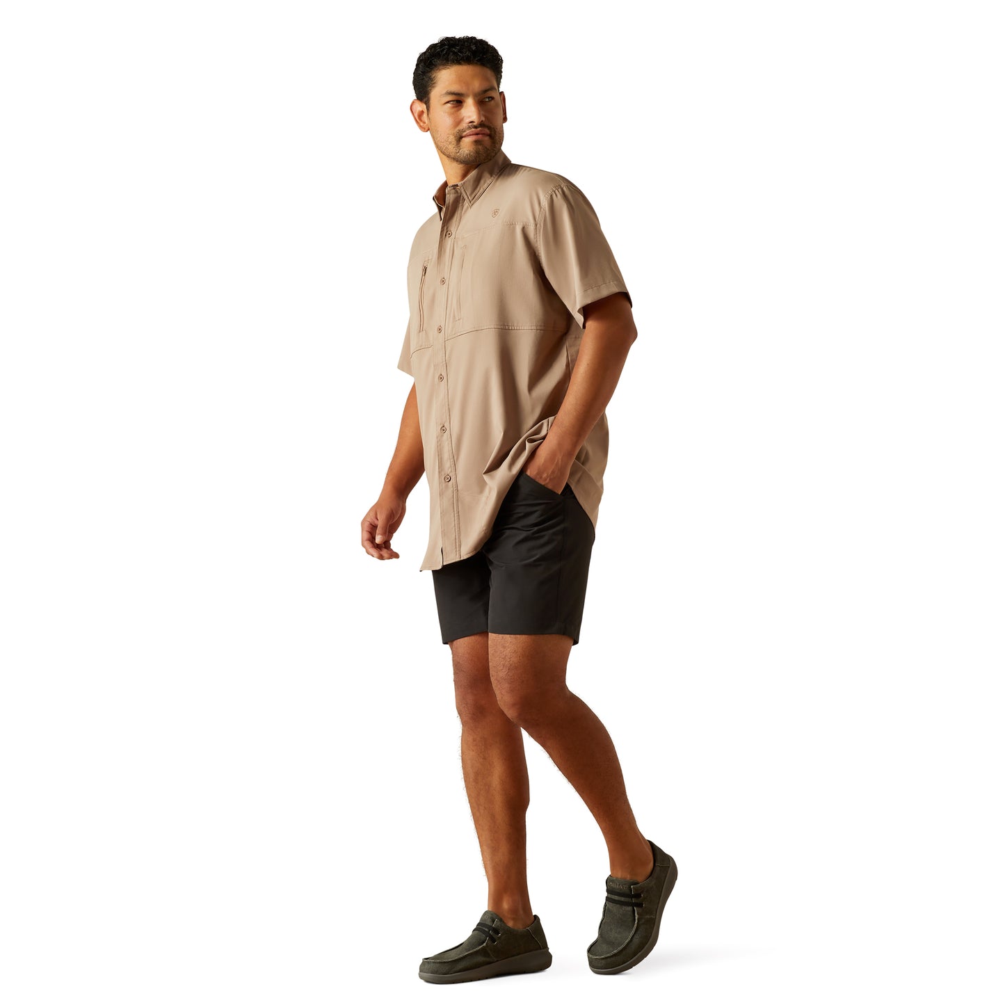 Ariat Men's VentTEK Classic Fit Taupe Button Up Grey Shirt 10055244