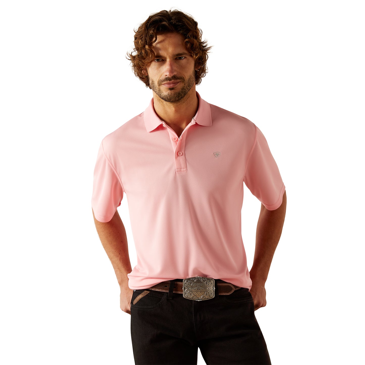 Ariat Men's Short Sleeve Pink TEK Polo Shirt 10055252
