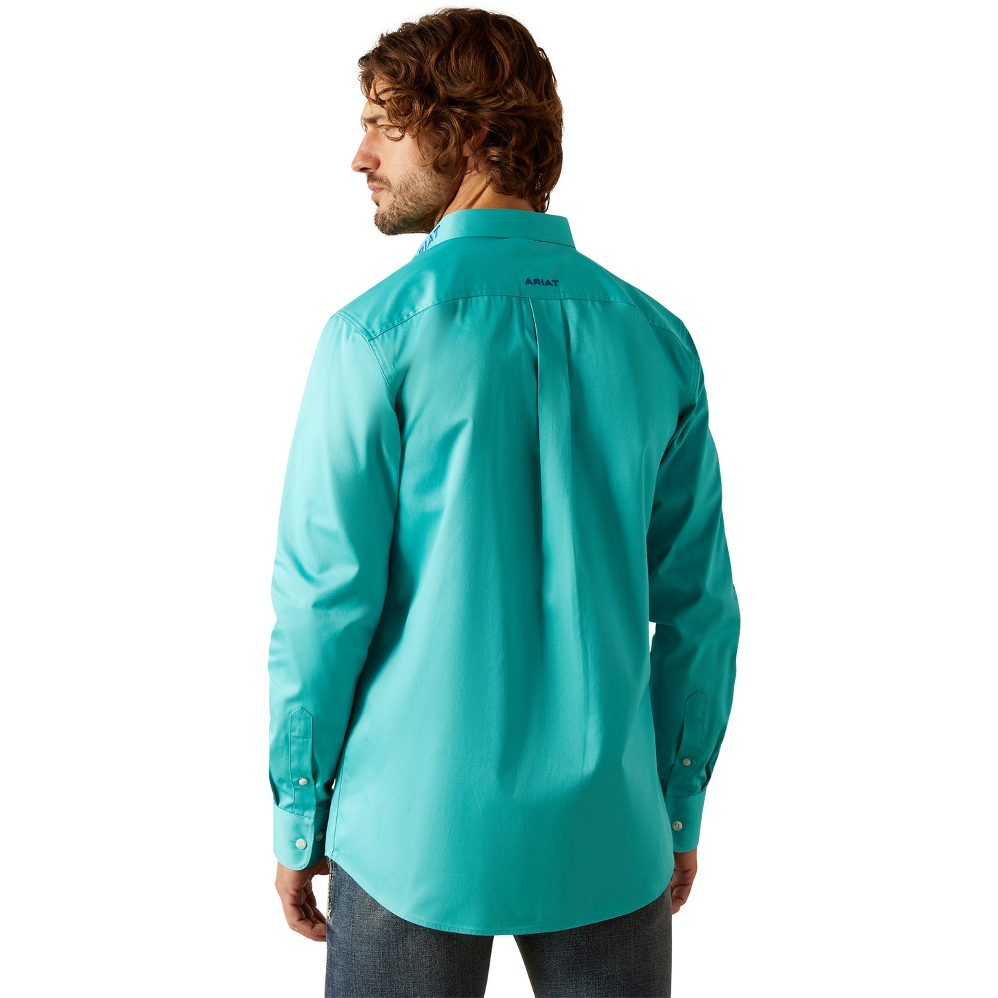 Ariat Men's Turquoise Team Logo Classic Fit Button Down Shirt 10055407