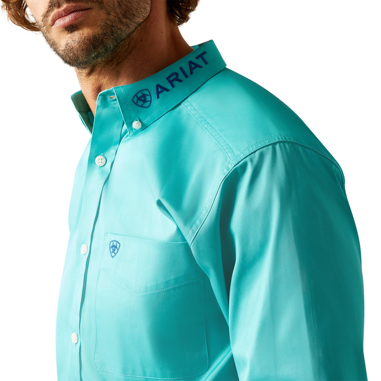 Ariat Men's Turquoise Team Logo Classic Fit Button Down Shirt 10055407