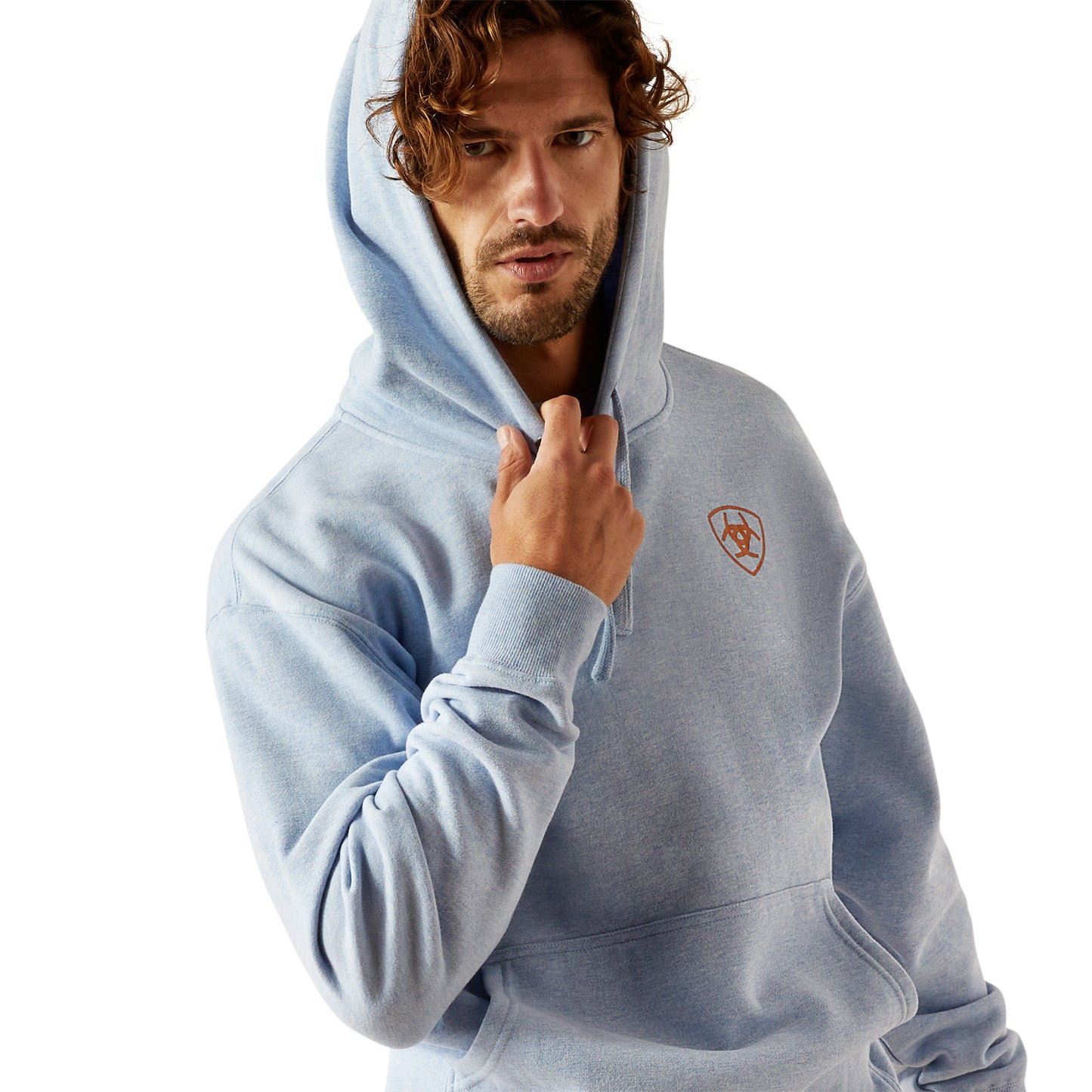 Ariat Men's Logo Light Blue Heather Hoodie 10055410