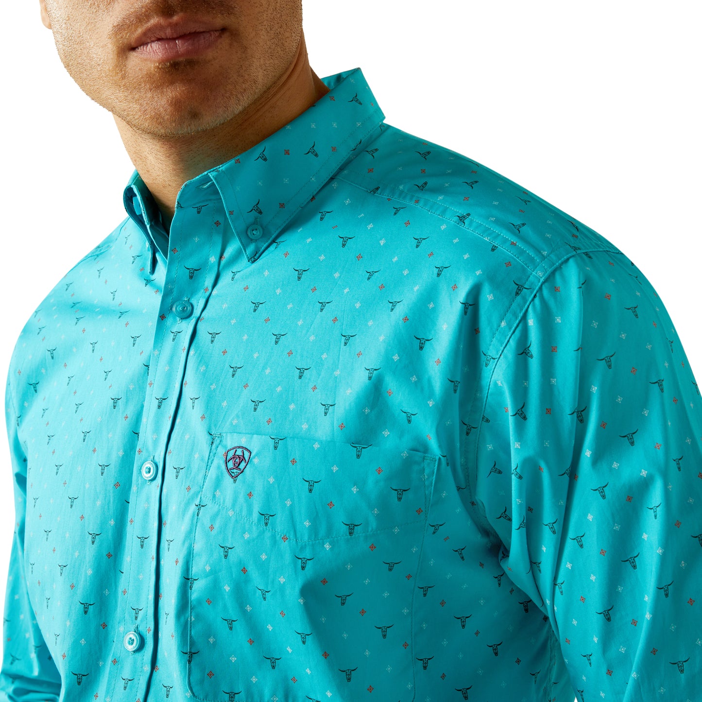 Ariat Men's Willke Classic Fit Turquoise Button Down Shirt 10058762