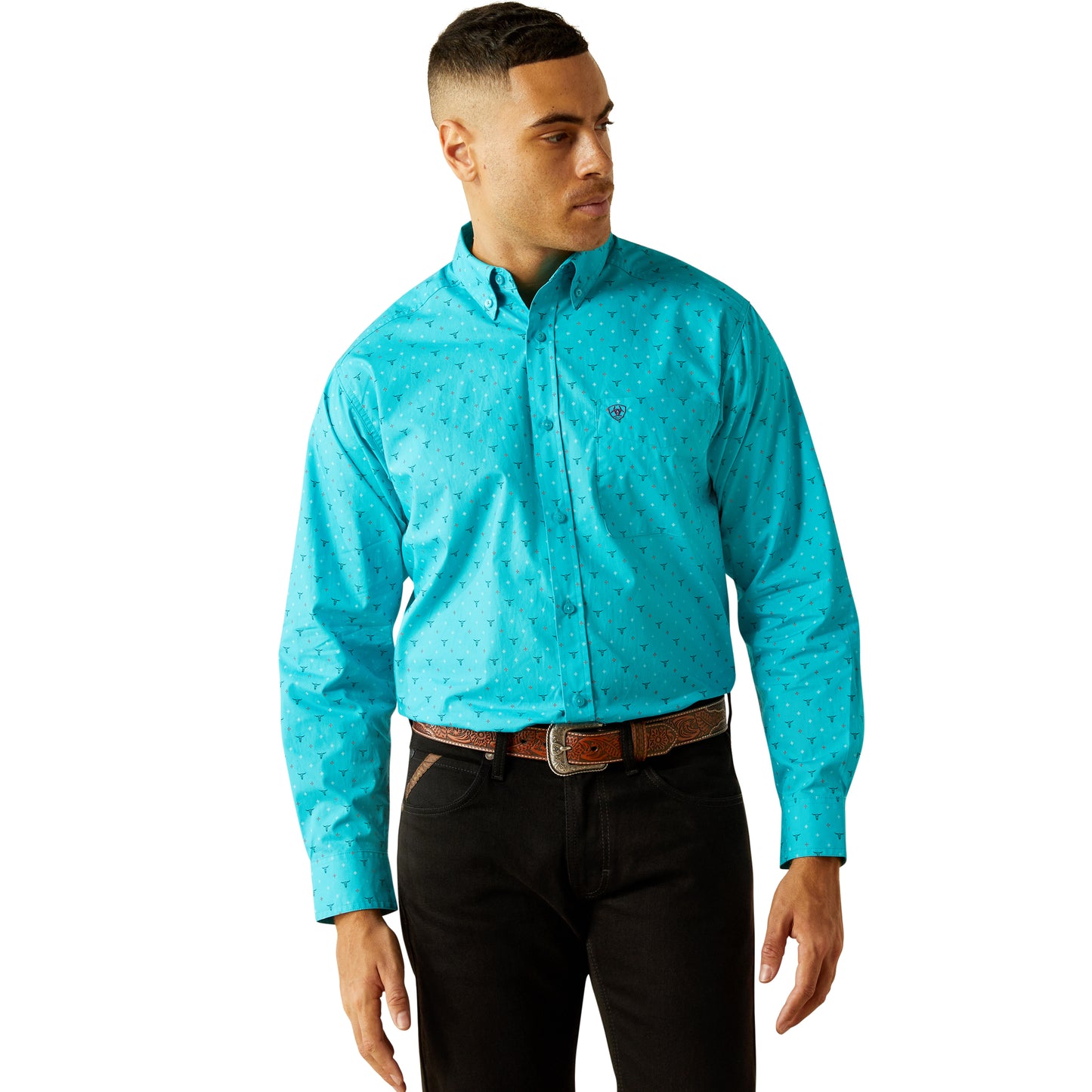 Ariat Men's Willke Classic Fit Turquoise Button Down Shirt 10058762