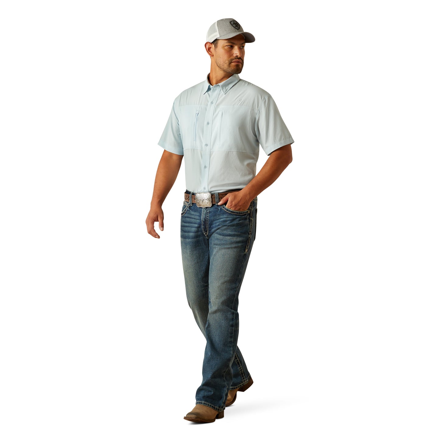 Ariat Men's VentTEK Classic Fit Papyrus Blue Button Down Shirt 10058814