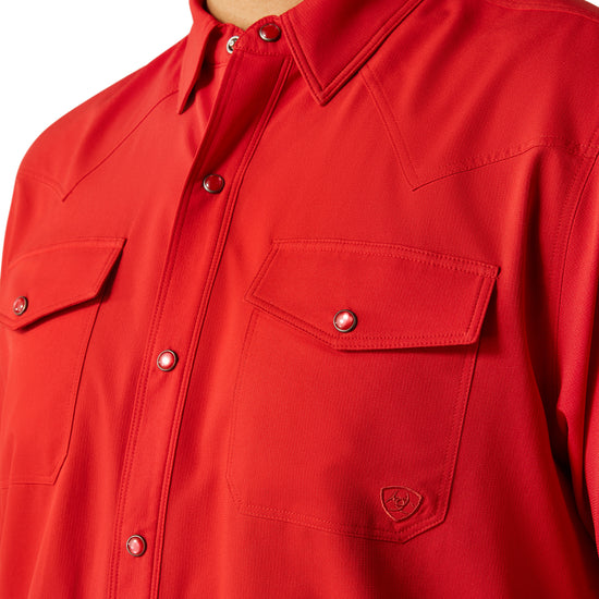 Ariat Men's VentTEK Western Fitted Haute Red Snap Shirt 10058824
