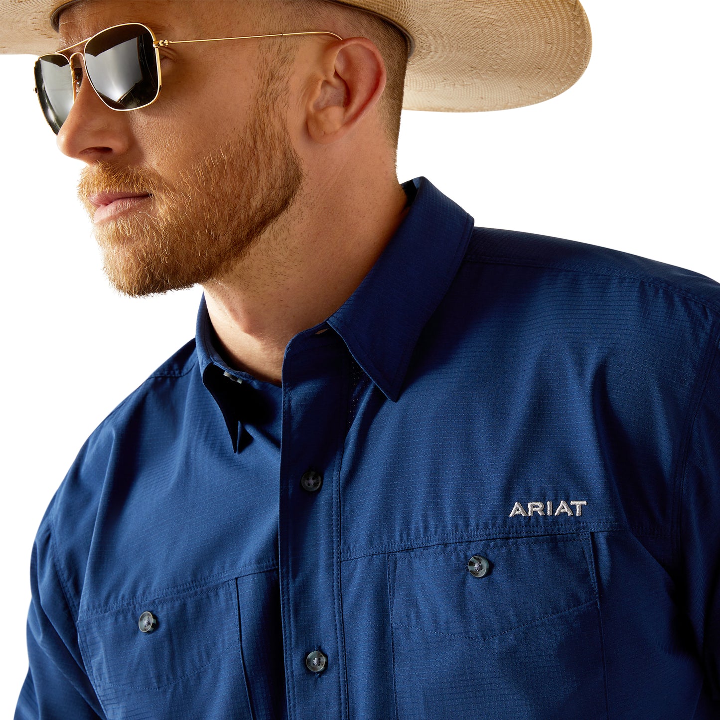 Ariat Men's 360 Airflow Classic Fit Estate Blue Button Shirt 10058829