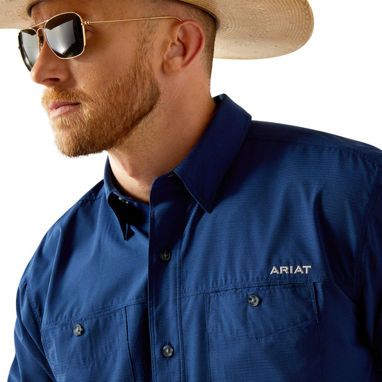 Ariat Men's 360 Airflow Classic Fit Estate Blue Button Shirt 10058829