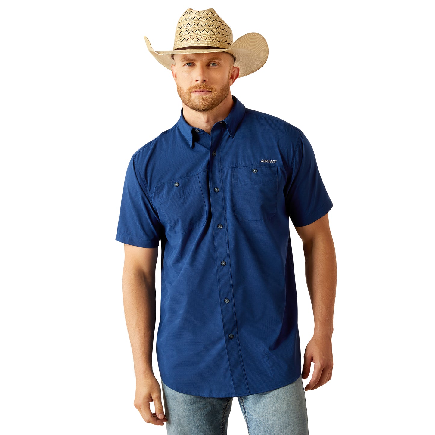 Ariat Men's 360 Airflow Classic Fit Estate Blue Button Shirt 10058829