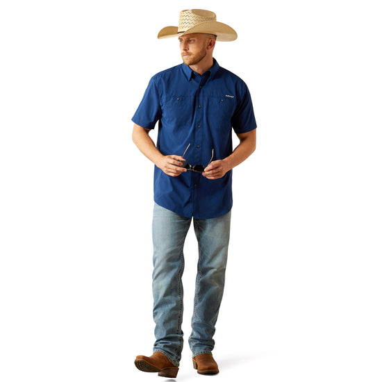 Ariat Men's 360 Airflow Classic Fit Estate Blue Button Shirt 10058829