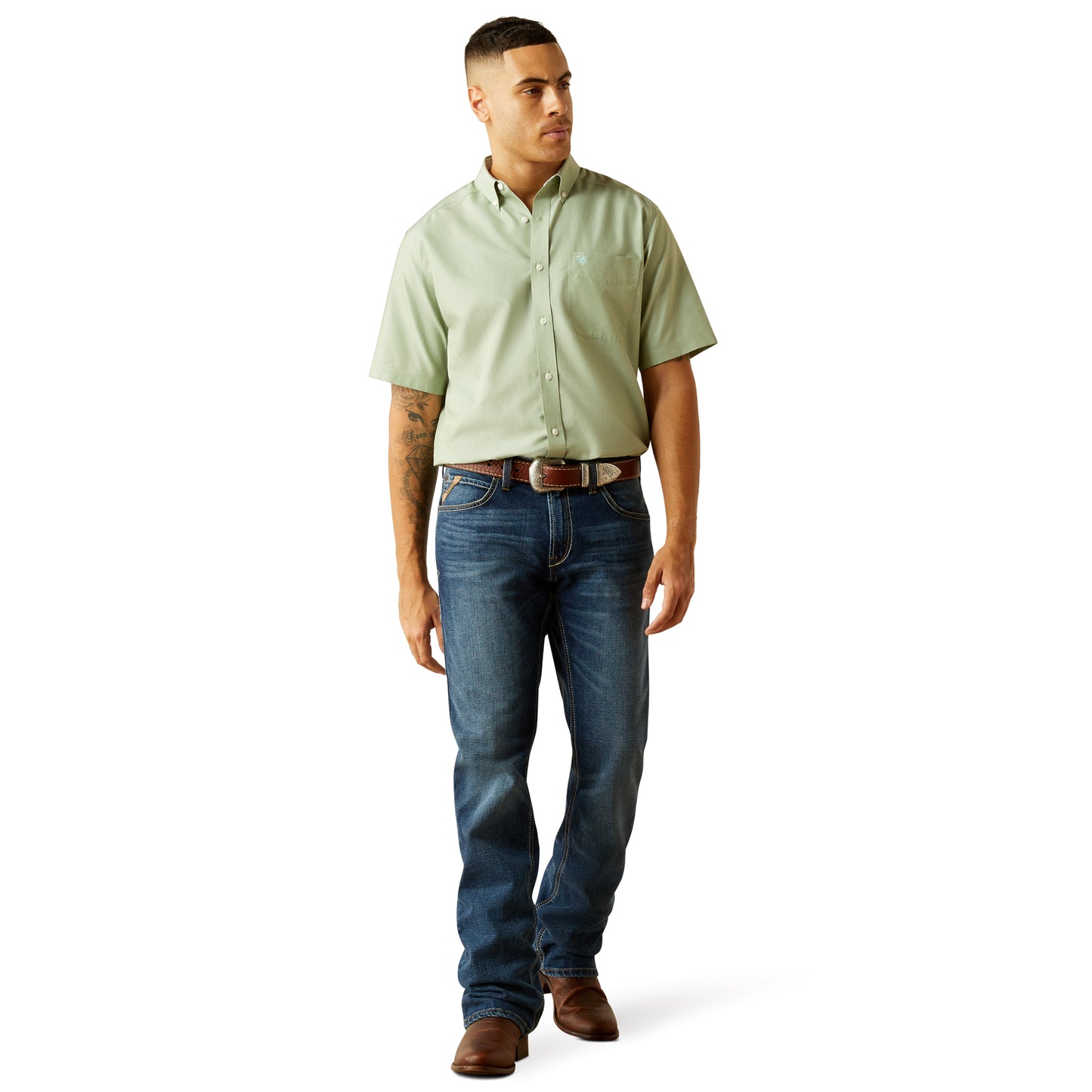 Ariat Men's Wrinkle Free Solid Aqua Classic Fit Shirt 10058980