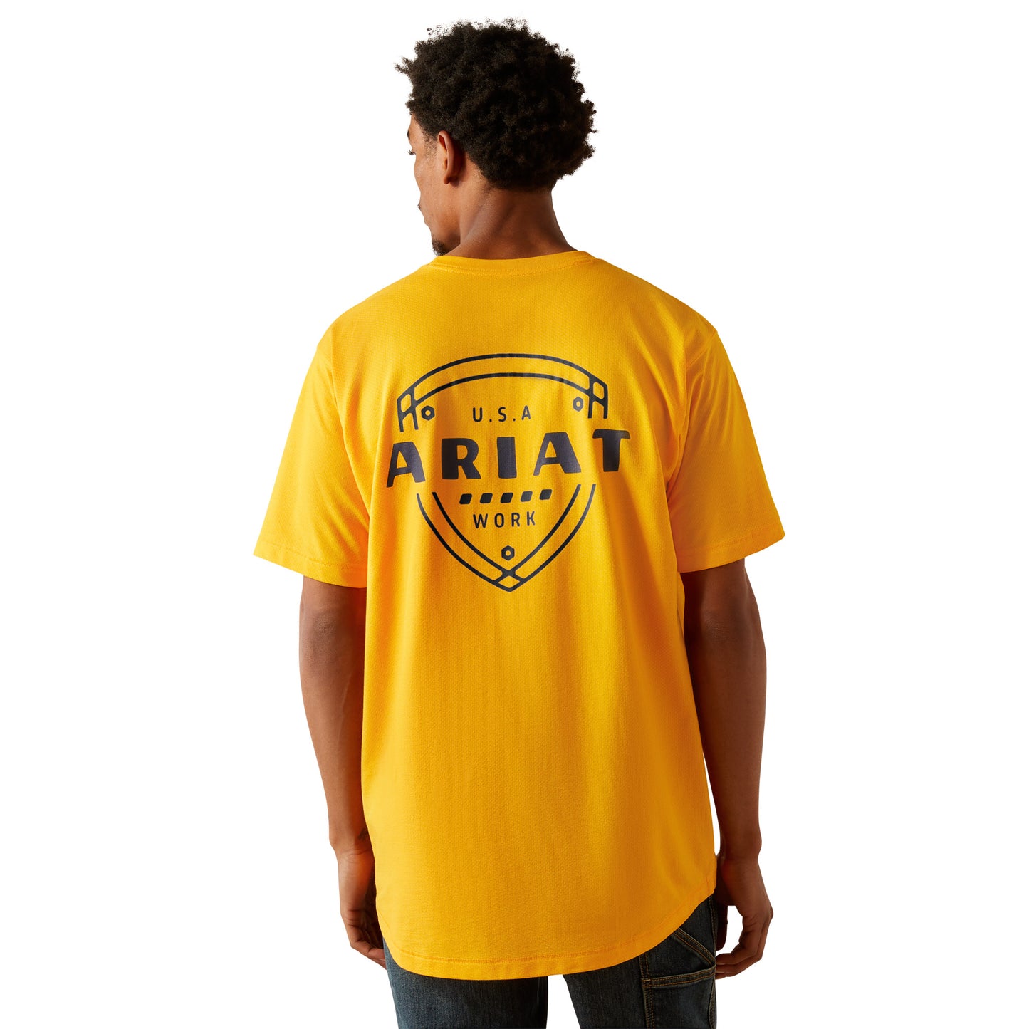 Ariat Men's Rebar Workman 360 Saffron Yellow Shield Pocket T-Shirt 10054590