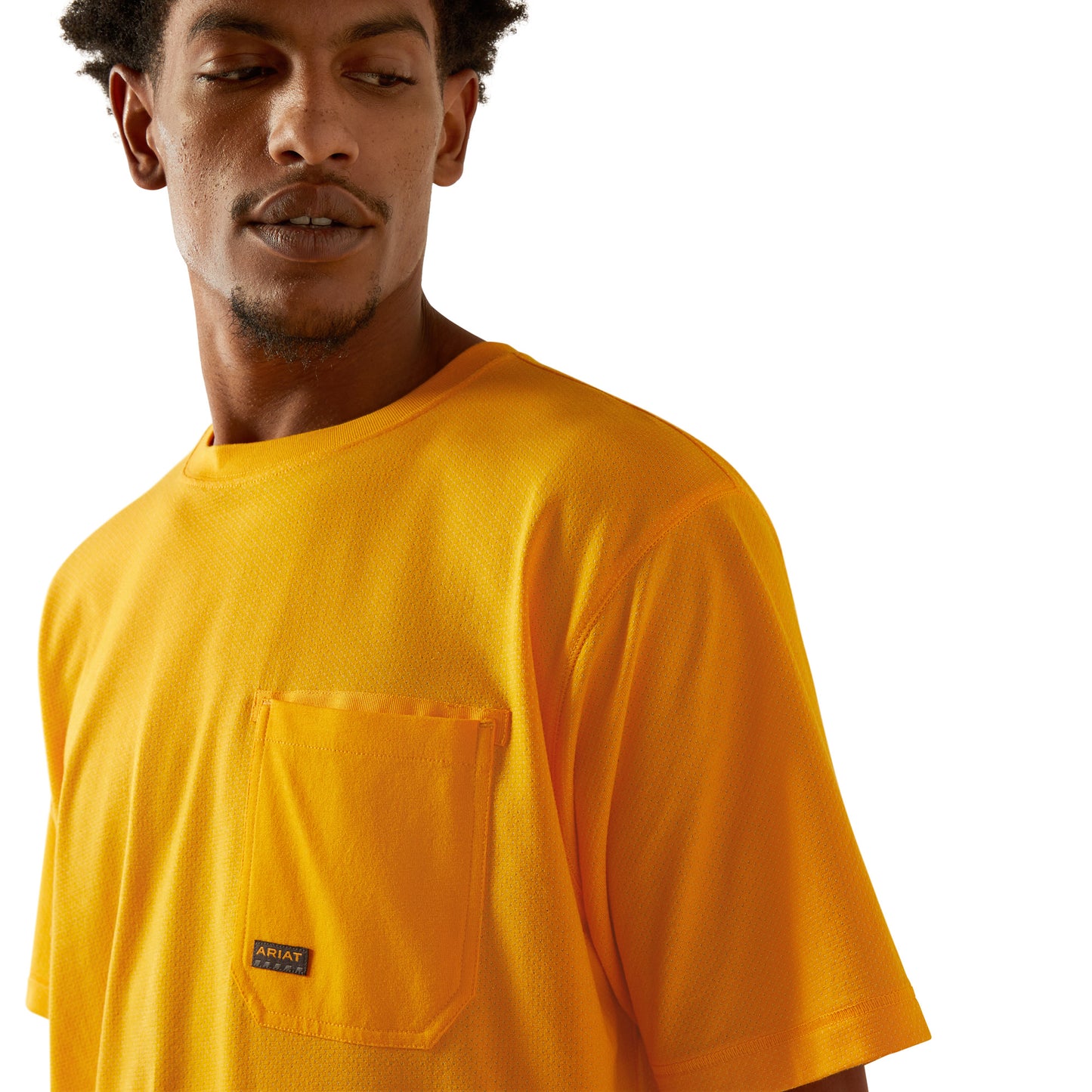 Ariat Men's Rebar Workman 360 Saffron Yellow Shield Pocket T-Shirt 10054590
