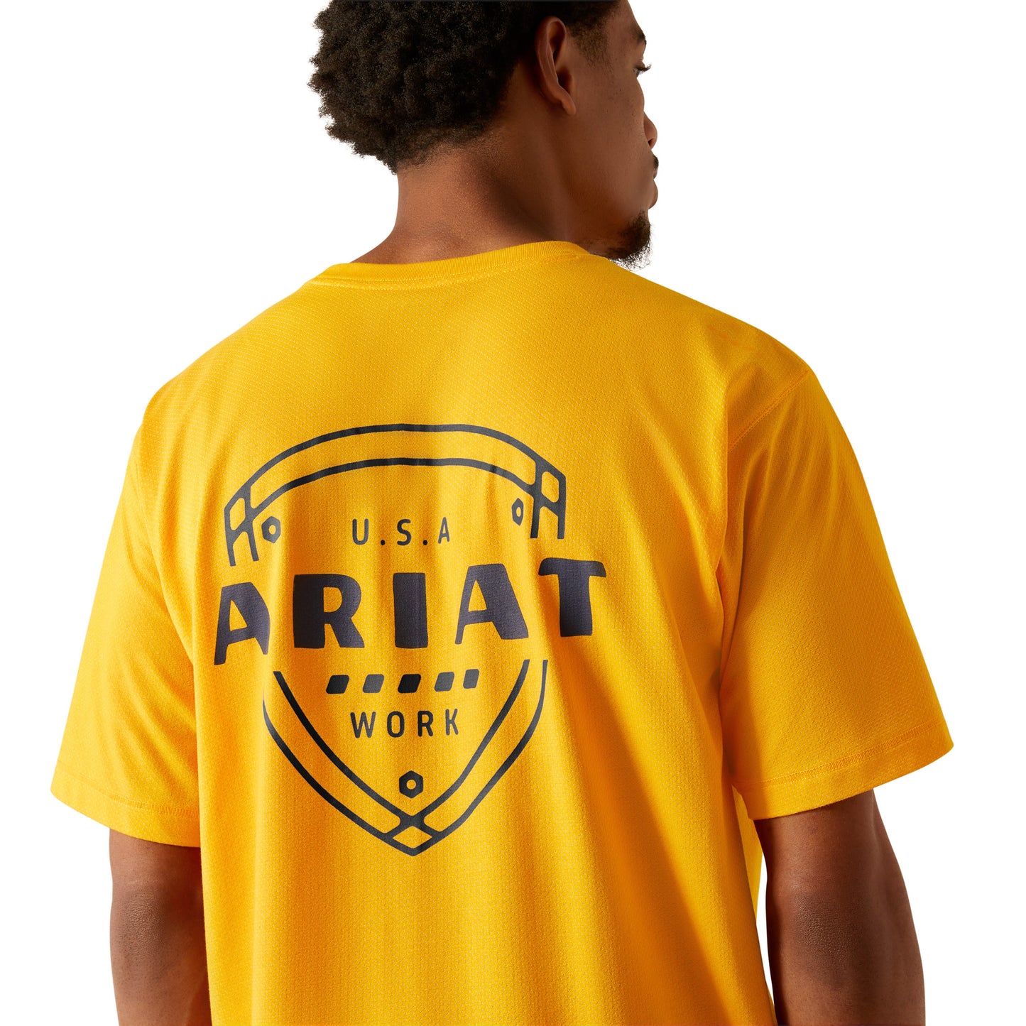 Ariat Men's Rebar Workman 360 Saffron Yellow Shield Pocket T-Shirt 10054590